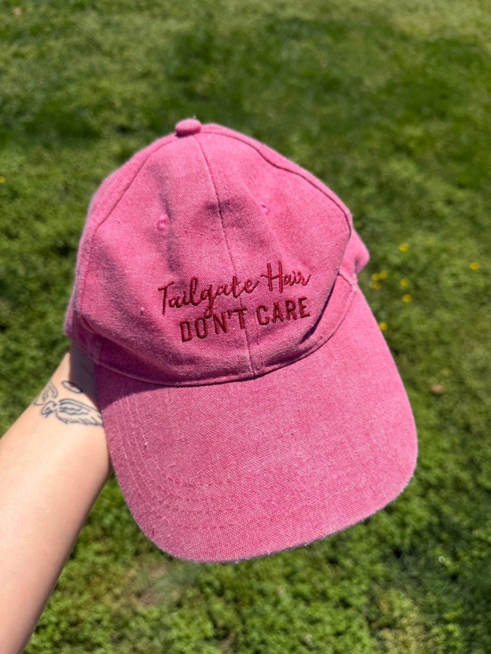 Pink "Tailgate Hair Don't Care" Baseball Cap
